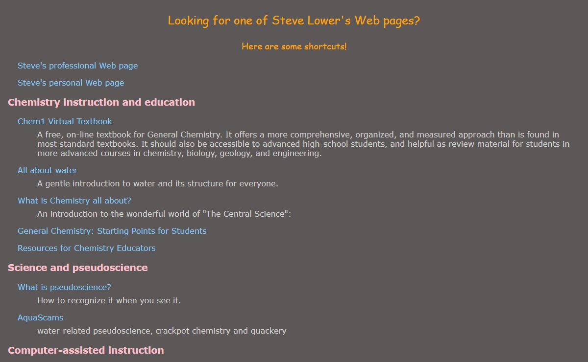 Steve Lower's Web pages