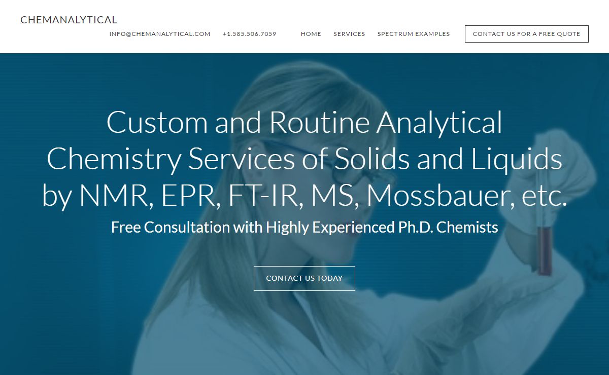 ChemAnalytical – Provides quality NMR, ESR, FT-IR spectra, both routine and of specialized samples, 1D and 2D spectra|ChemAnalytical