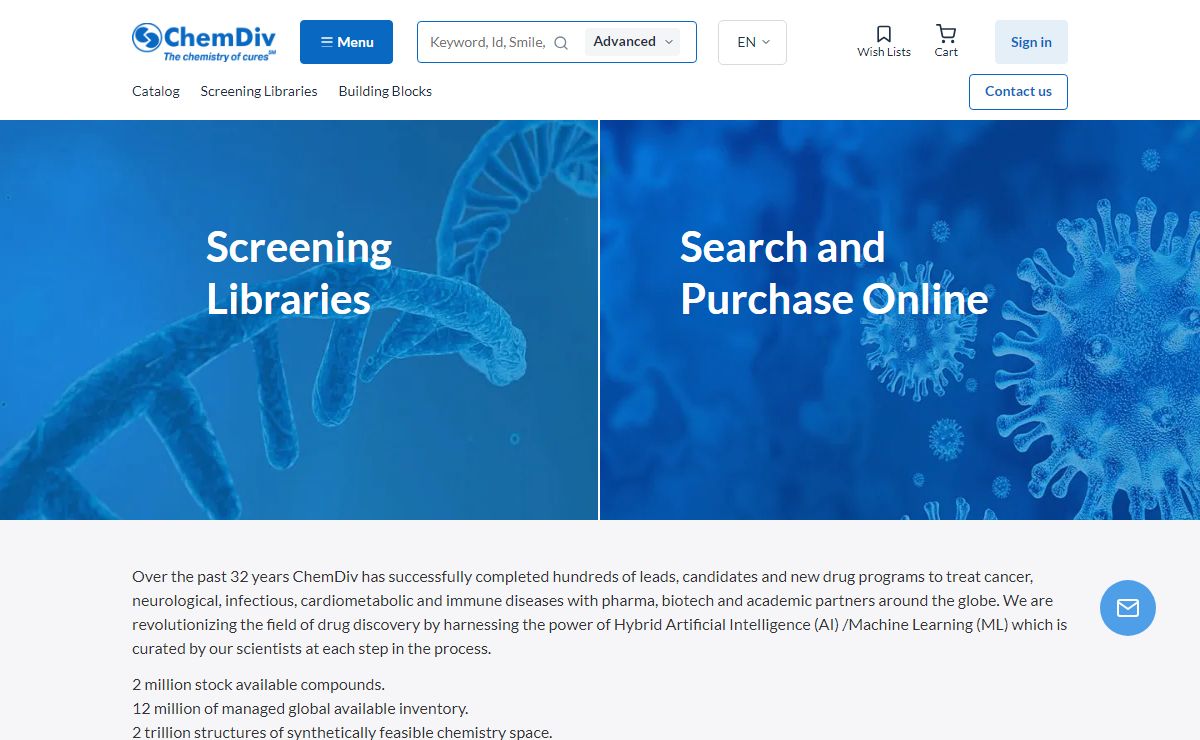 CHEMDIV INC - FULLY INTEGRATED TARGET-TO-CLINIC CONTRACT RESEARCH ORGANIZATION...