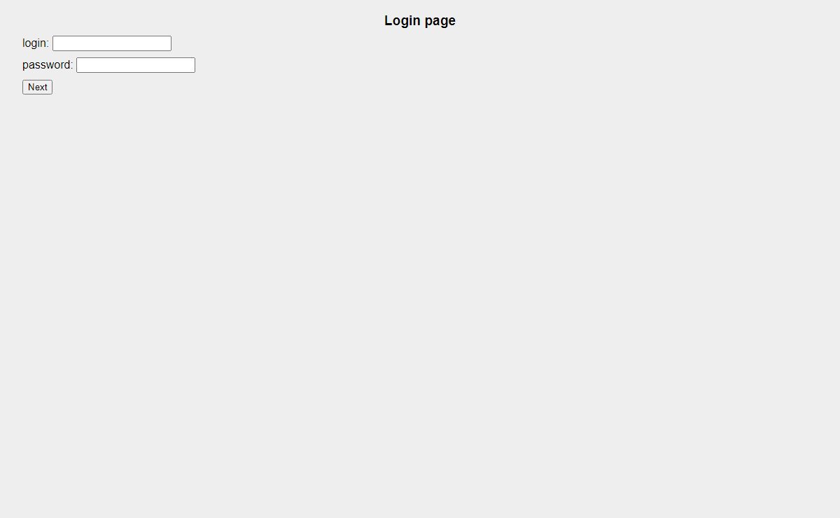 Login page