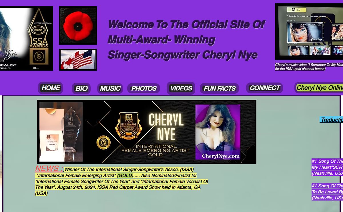The Official Site Of Singer-Songwriter Cheryl Nye