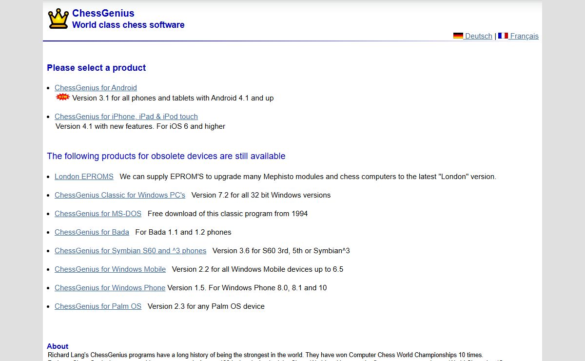 ChessGenius. World class chess software