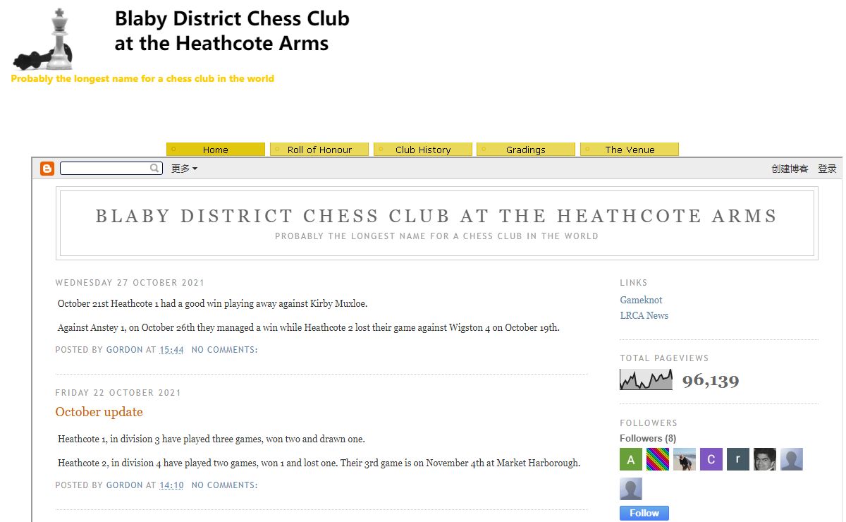 Blaby District Chess Club at the Heathcote Arms, Leicester, Leicestershire