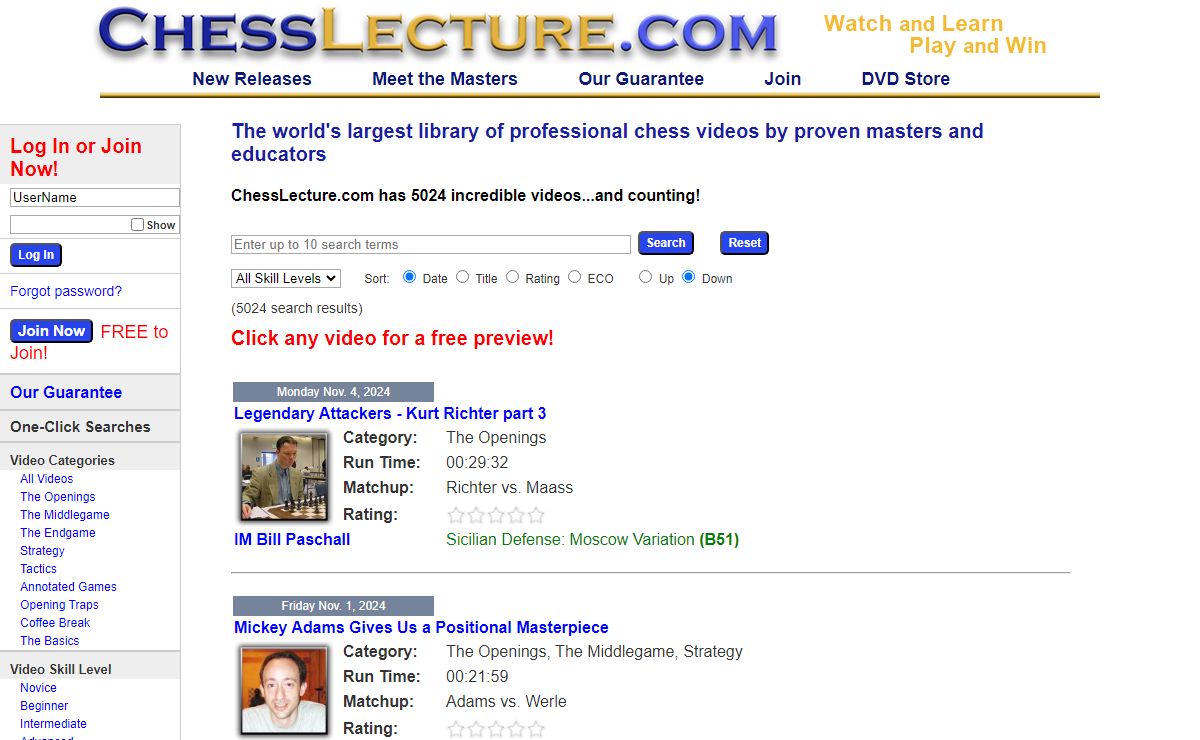 ChessLecture | Largest chess video library for players & enthusiasts