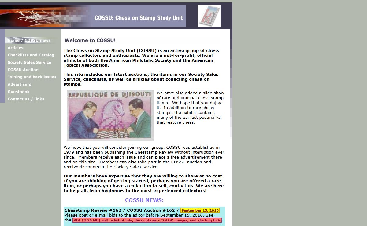 COSSU: Chess on Stamp Study Unit