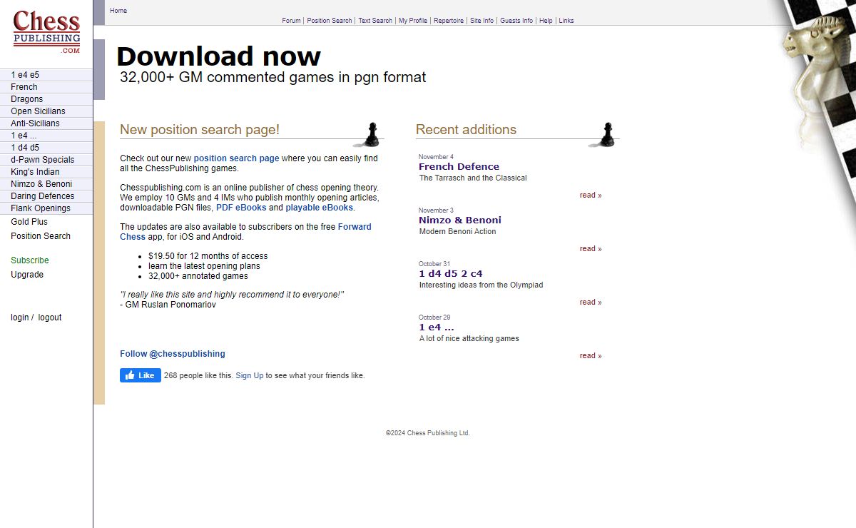 Chesspublishing chess opening theory home page