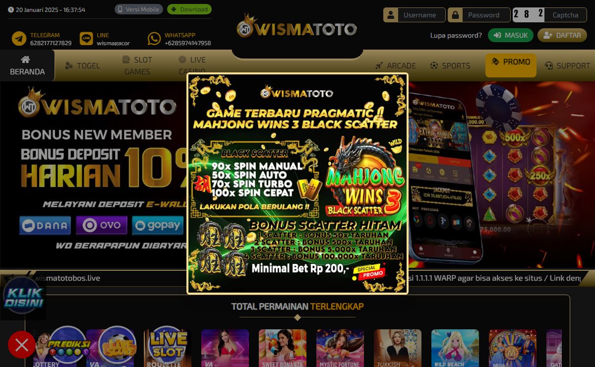 WISMATOTO: Situs Toto Togel 4D dan Agen Toto Slot Gacor Gampang Menang