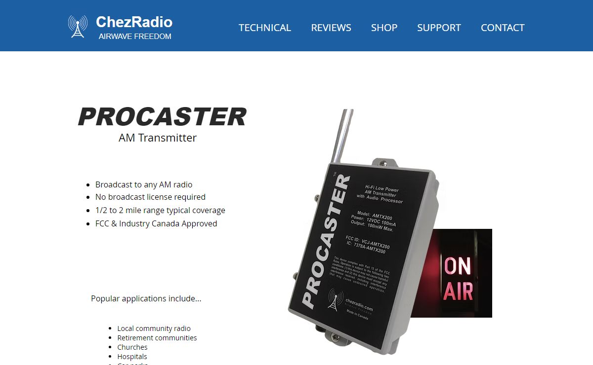 Procaster AM transmitter | Toronto, Canada | Chezradio Inc.