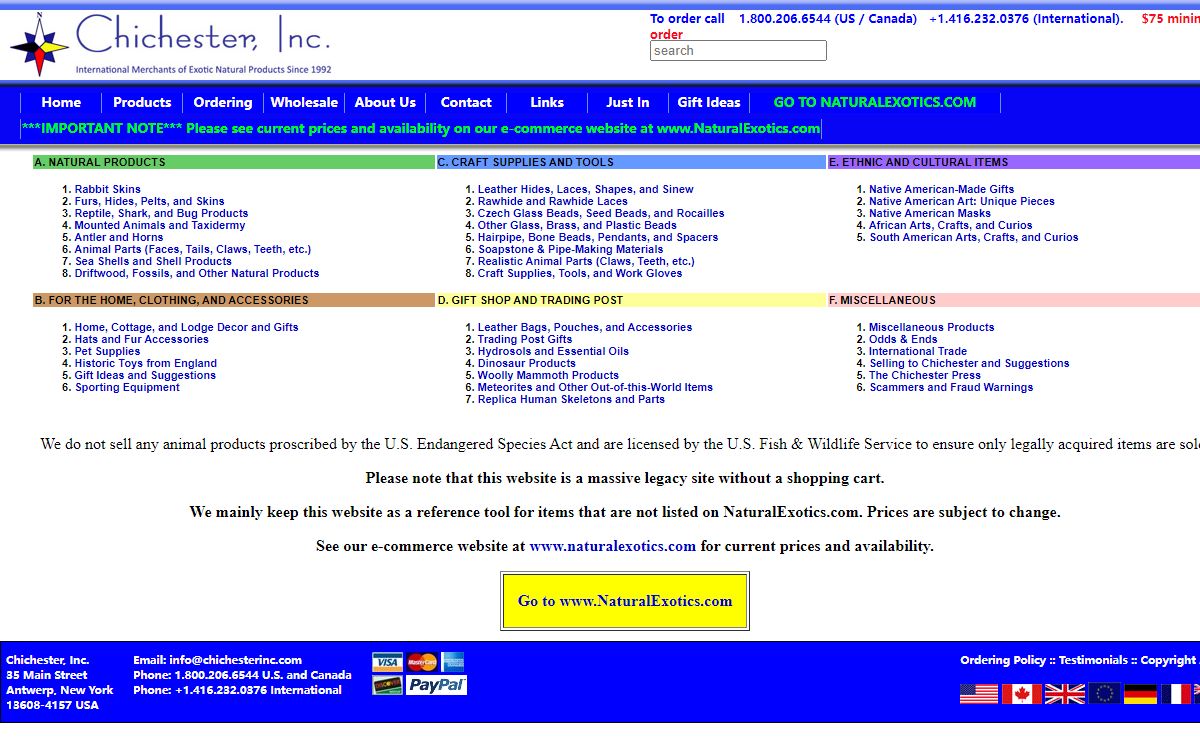 Welcome to Chichester, Inc. -- International Merchants of Exotic Natural Products Since 1992