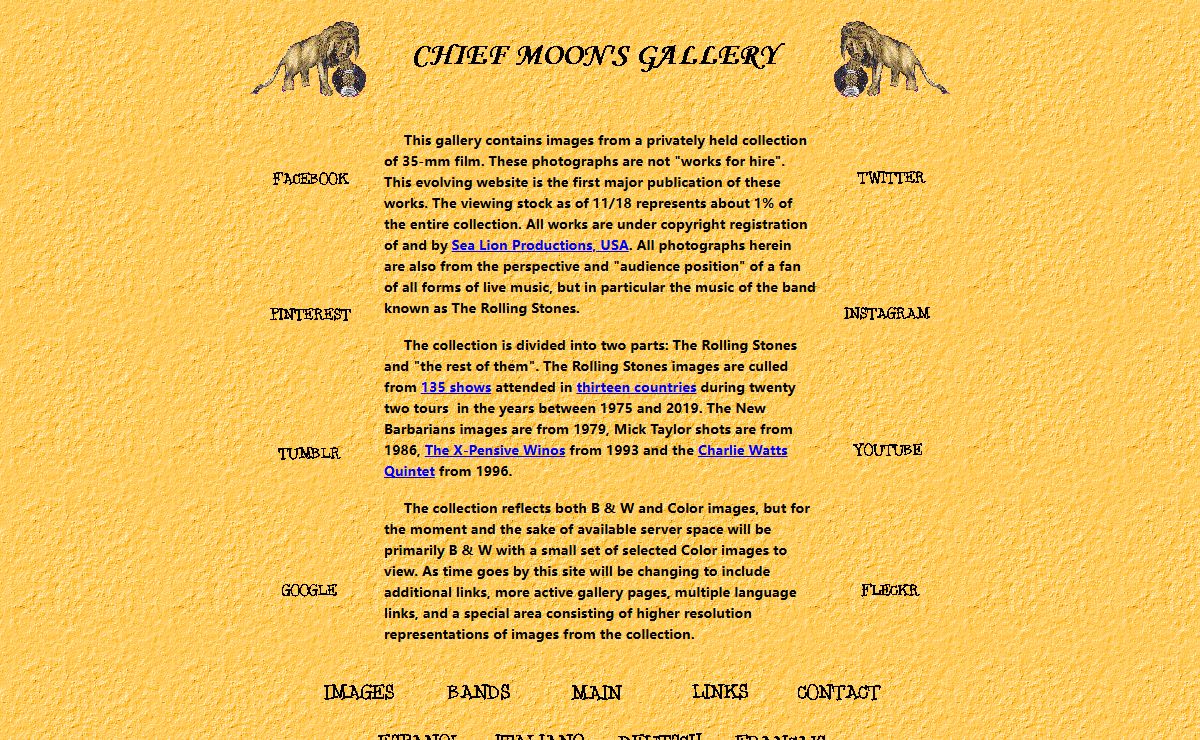 THE MAIN PAGE OF CHIEF MOON'S GALLERY