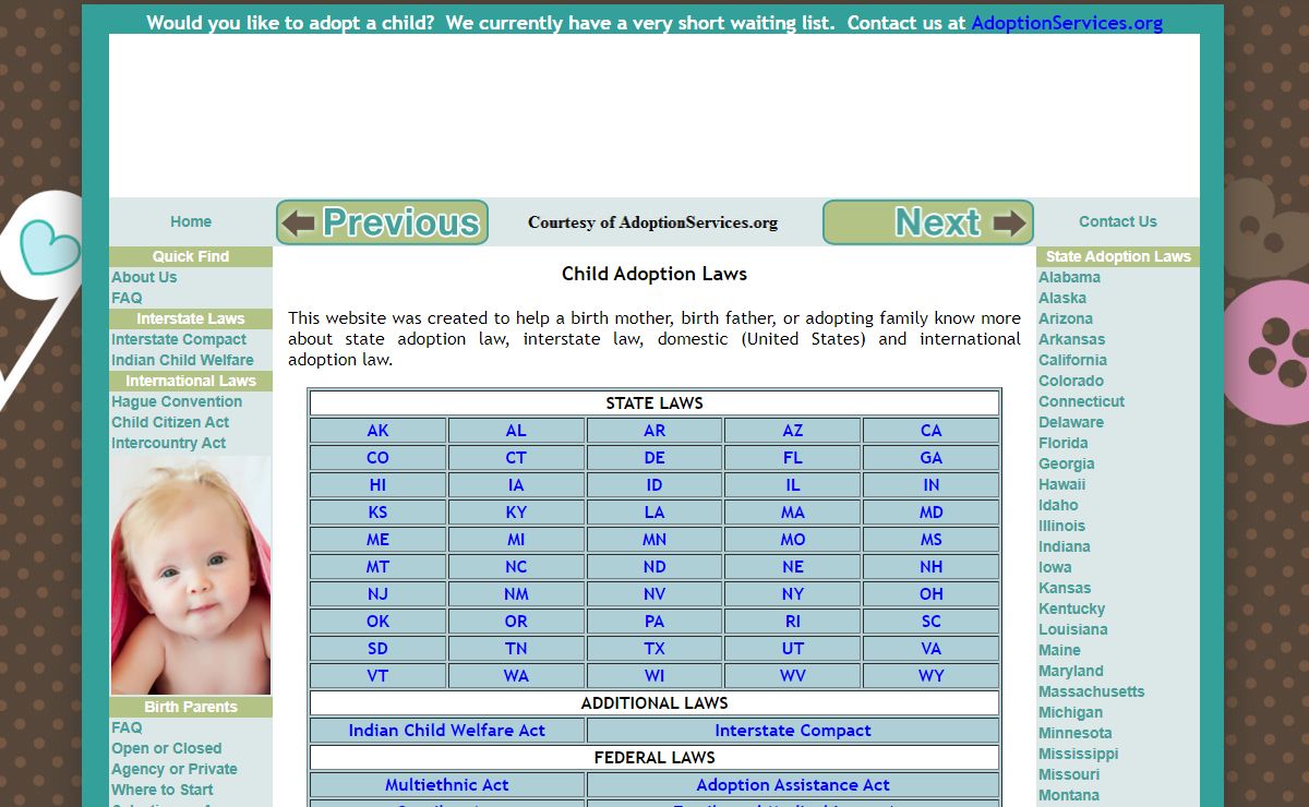 Child Adoption Laws In The U.S. | ChildAdoptionLaws.com