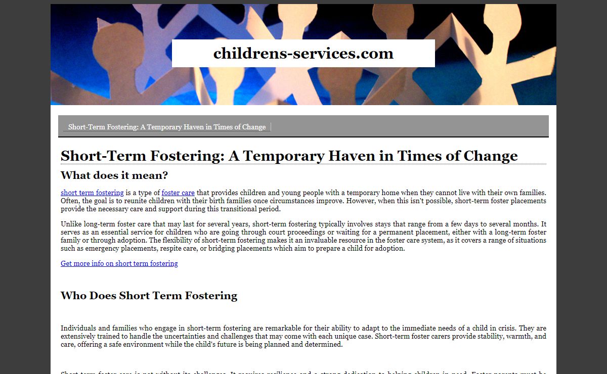 Short-Term Fostering: A Temporary Haven in Times of Change