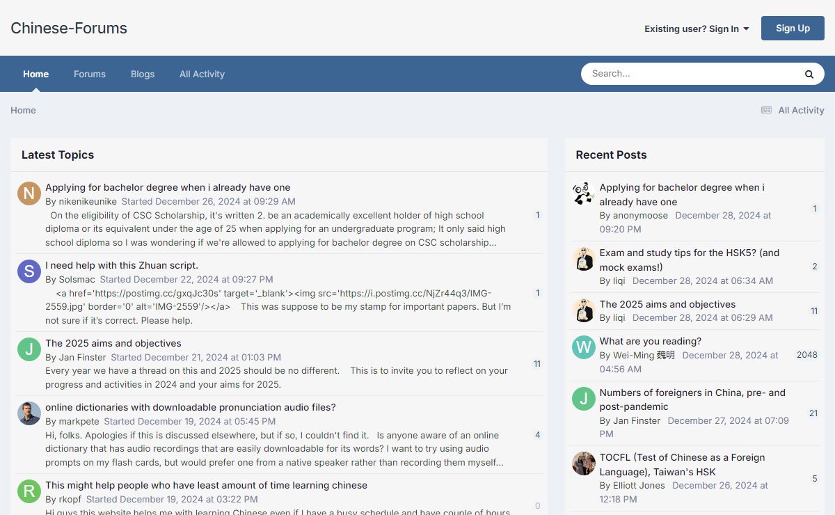 Chinese-forums.com homepage - Chinese-Forums