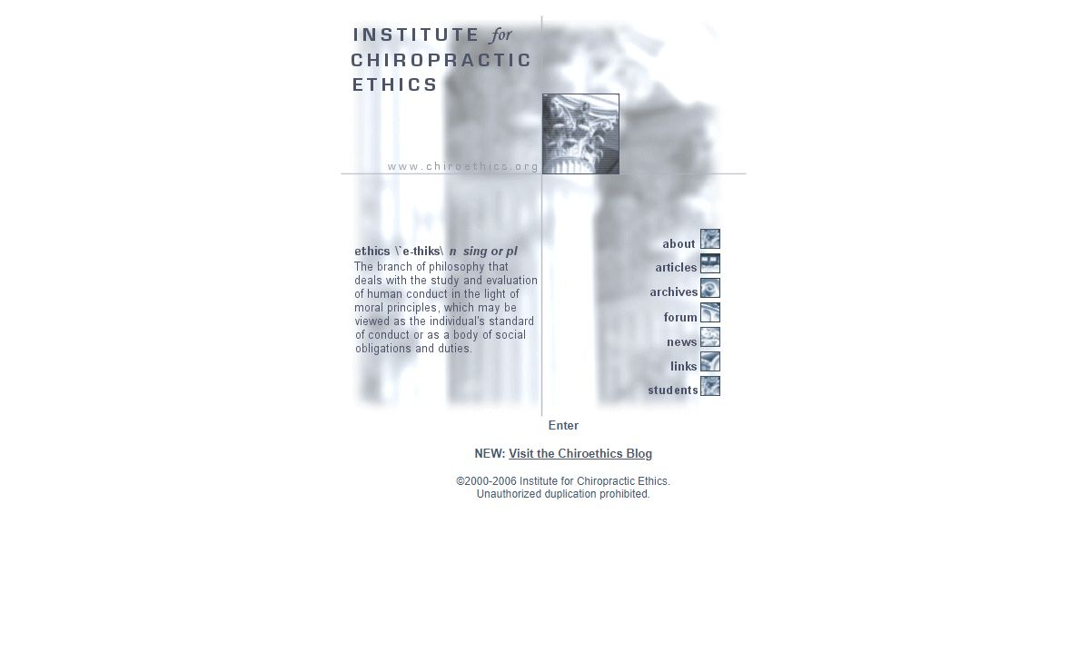Institute for Chiropractic Ethics ...............................