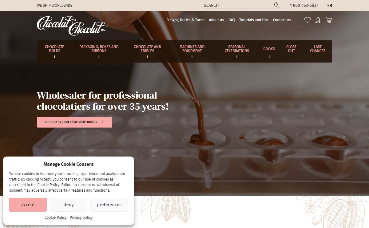 Wholesale Chocolate Supplies for Professional Chocolatiers since 1988