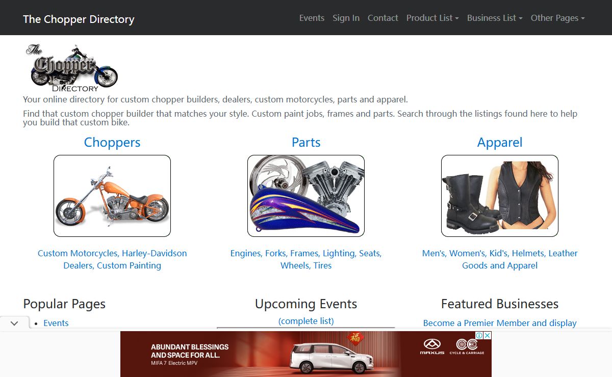 The Chopper Directory - Find custom chopper builders and custom motorcycle dealers in your area.