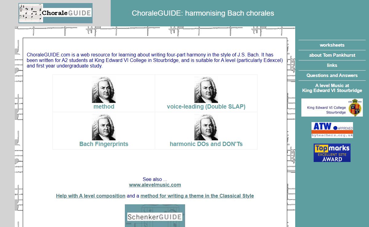 Tom Pankhurst's ChoraleGUIDE: Bach Chorale harmonisation