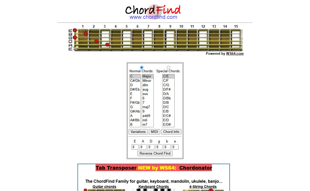 ChordFind.Com - Guitar Chord Finder
