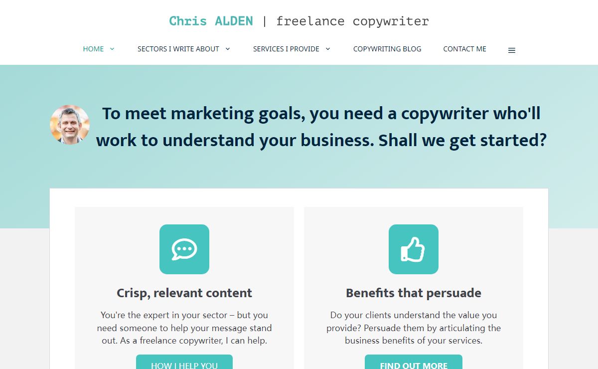 Freelance copywriter, Chris Alden - crisp + creative B2B content
