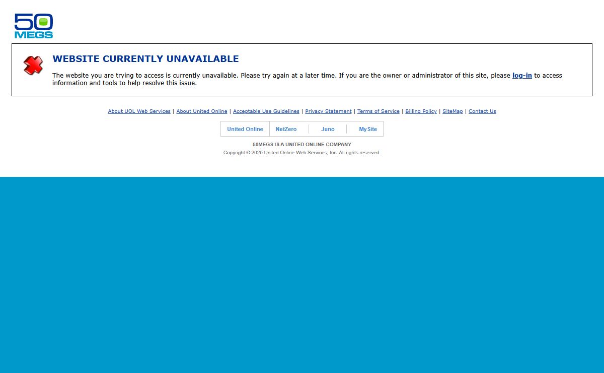 WEBSITE CURRENTLY UNAVAILABLE - 50megs