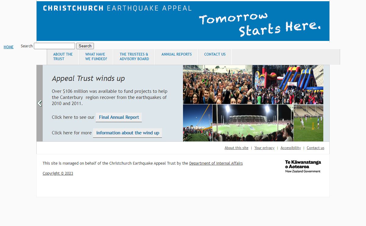 Christchurch Earthquake Appeal Trust - Tomorrow Starts Here. - christchurchappealtrust.org.nz