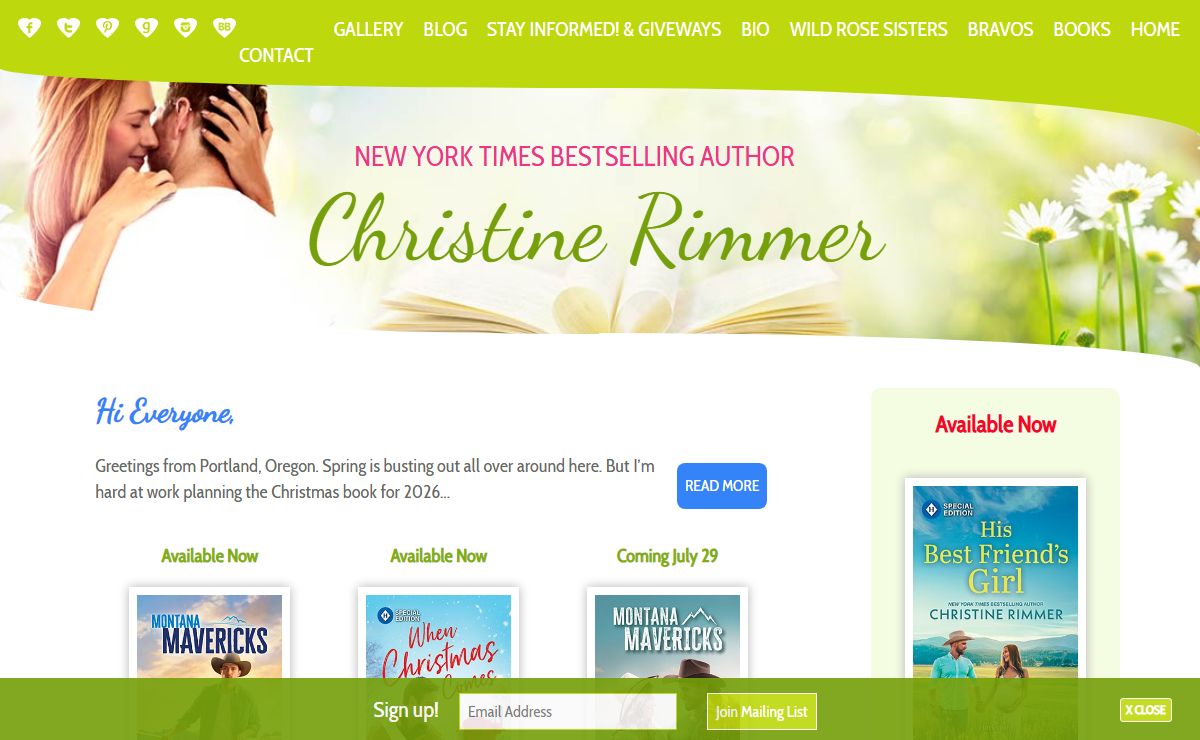 New York Times Bestselling Author Christine Rimmer