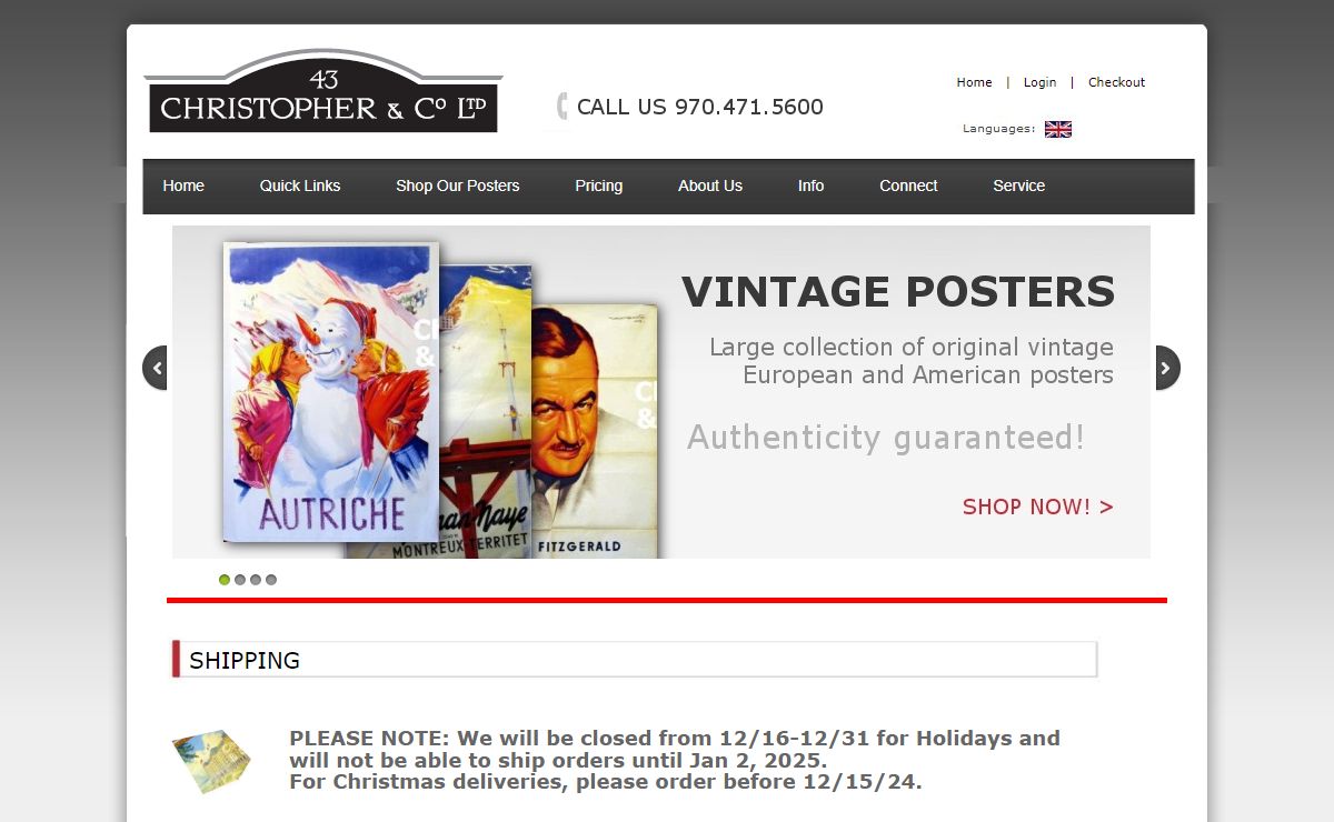 Christopher and Company: Our gallery offers a large collection of original and reproduction vintage European and American posters.