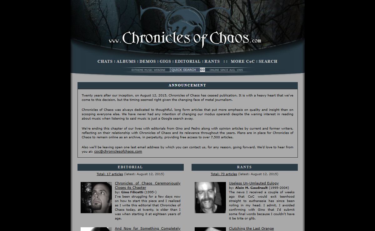 Chronicles of Chaos - Extreme Music Webzine - Metal Reviews and Interviews
