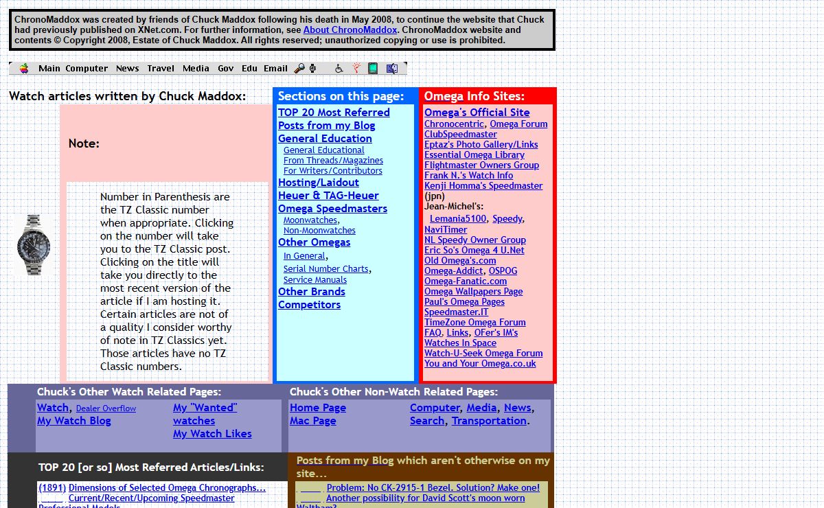 An index of articles written by Chuck Maddox