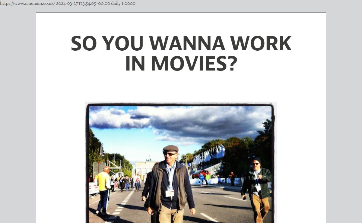 So you wanna work in Movies - By Oliver Stapleton BSC