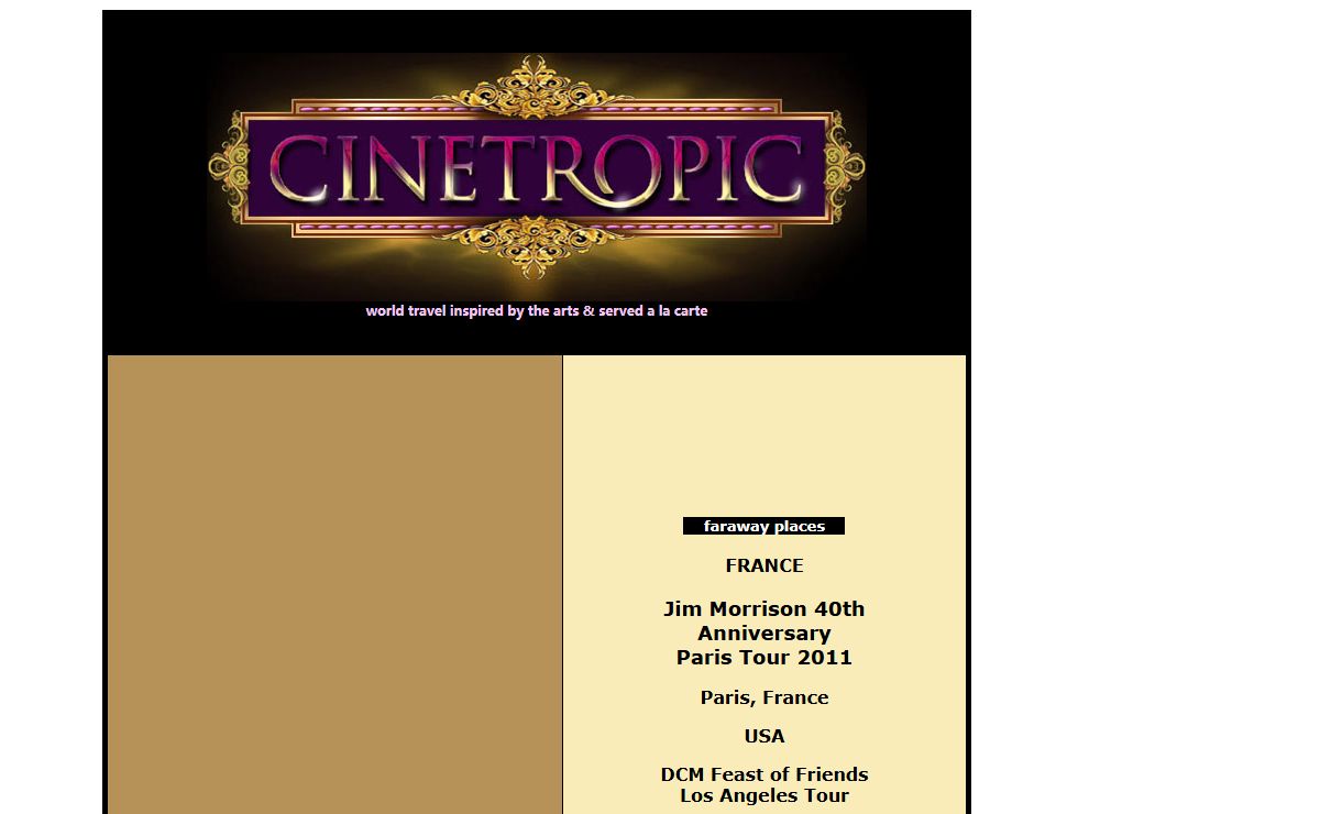 CINETROPIC - World travel inspired by the arts & served a la cart