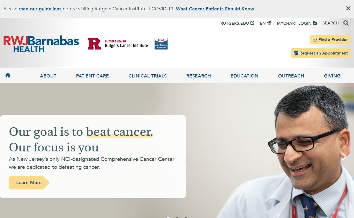 Rutgers Cancer Institute | Only NCI-Designated Comprehensive Cancer Center in NJ | Oncology Specialists | RWJBarnabas Health
