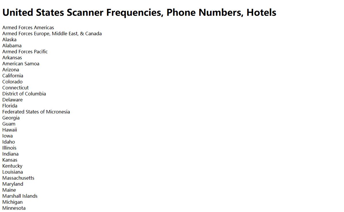 Scanner Frequencies - Phone Numbers - Hotels - IPs
