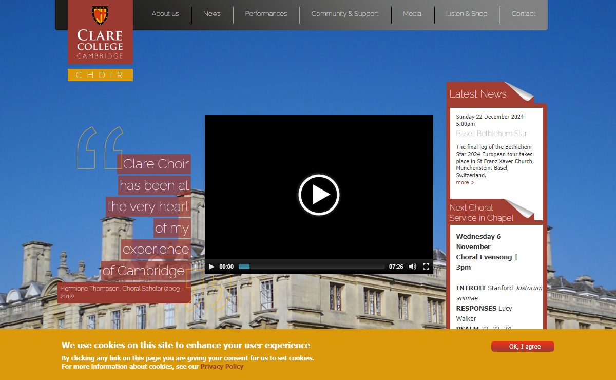 Home page | Clare College Choir