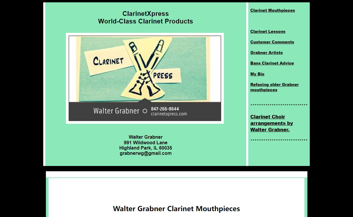 Walter Grabner's ClarinetXpress - Mouthpieces, Buffet Clarinets, and More