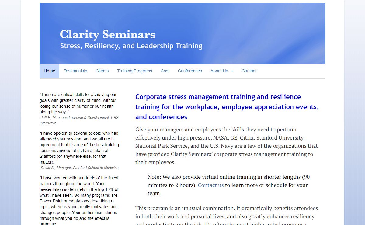 Corporate Workplace stress management training, employee appreciation