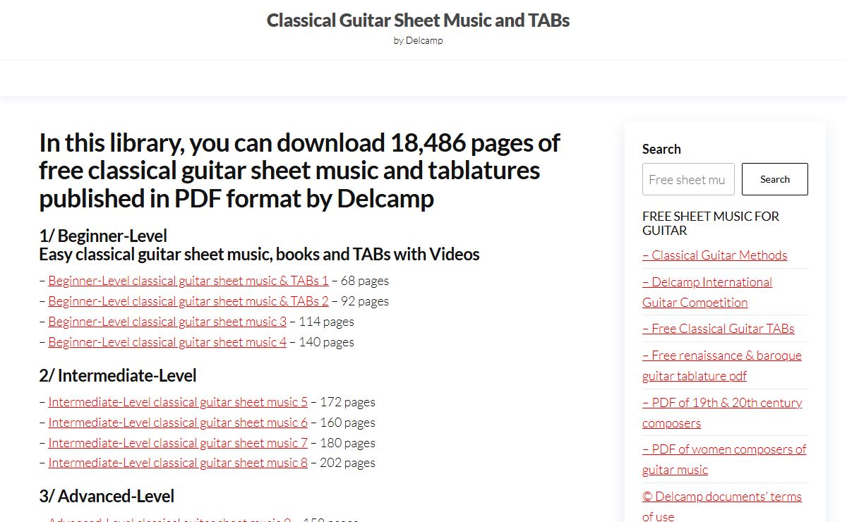 Classical Guitar Sheet Music and TABs – by Delcamp