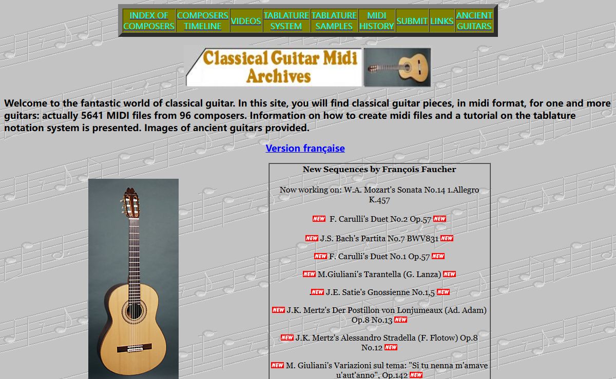 Classical Guitar Midi Archives