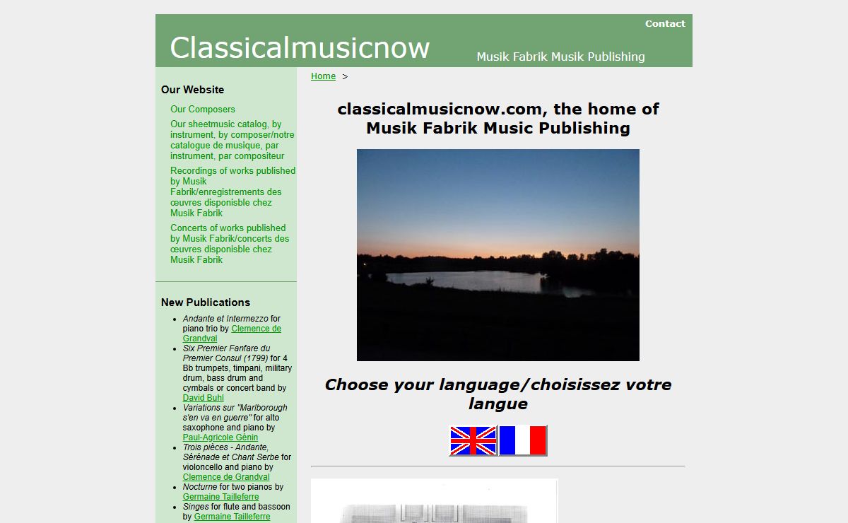 classicalmusicnow.com, the home of Musik Fabrik Music Publishing