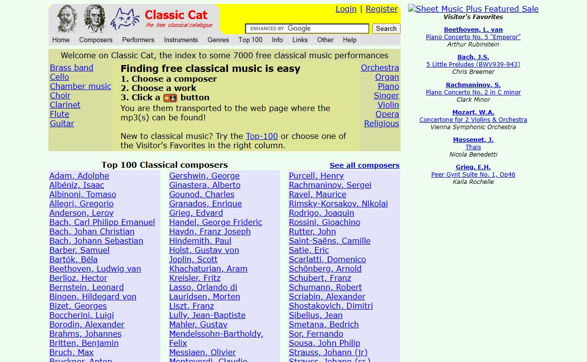 Classic Cat - the free classical music directory