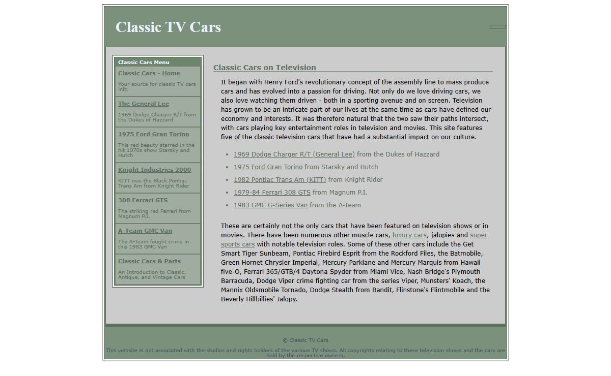 Classic TV Cars