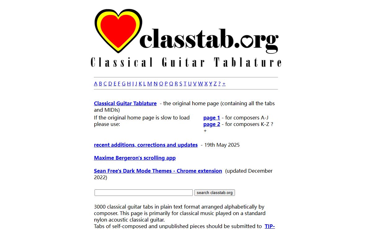 Classical Guitar Tablature