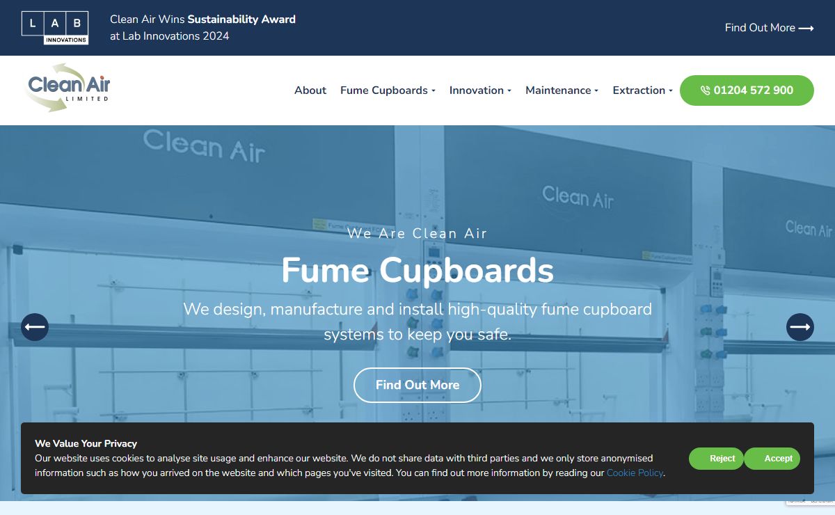 Clean Air - Advanced Fume Cupboards - Extract Systems