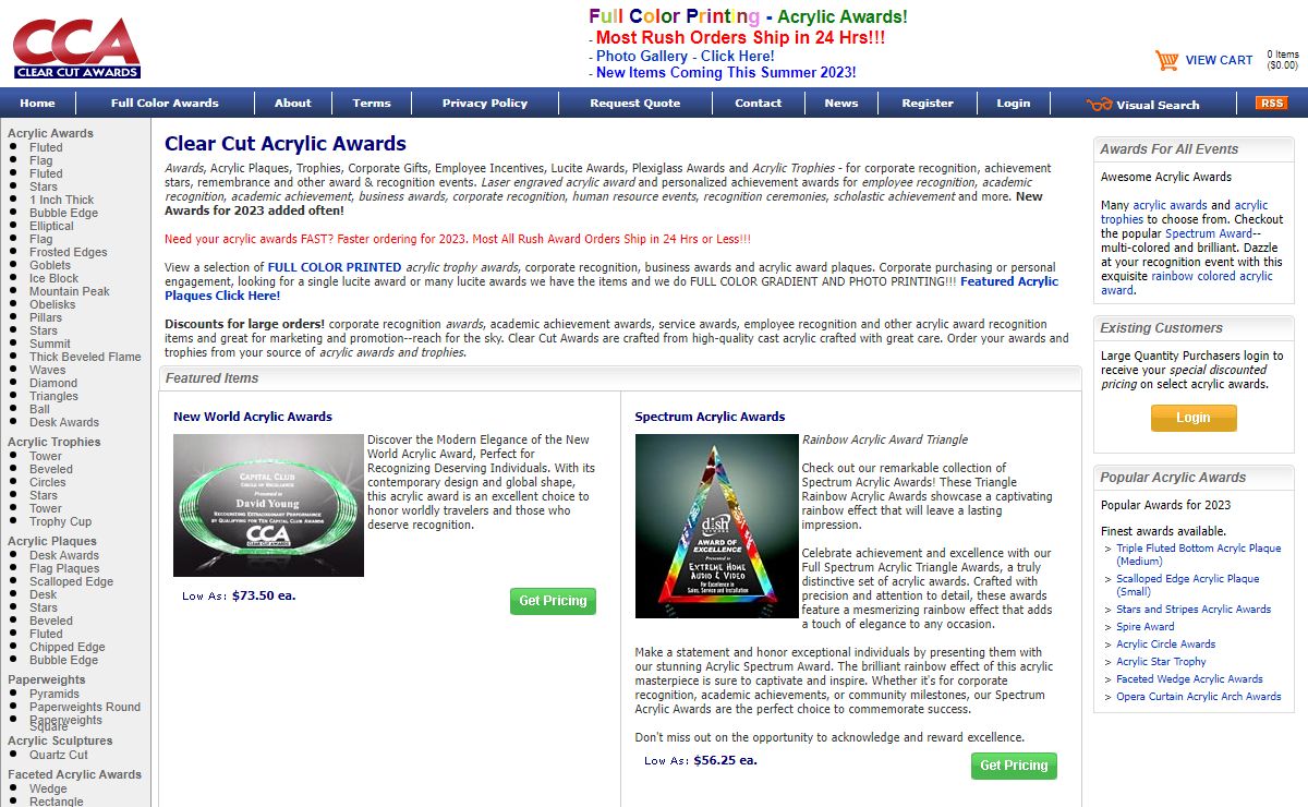Acrylic Awards|Trophies|Plaques|Gifts|Clear Cut Awards