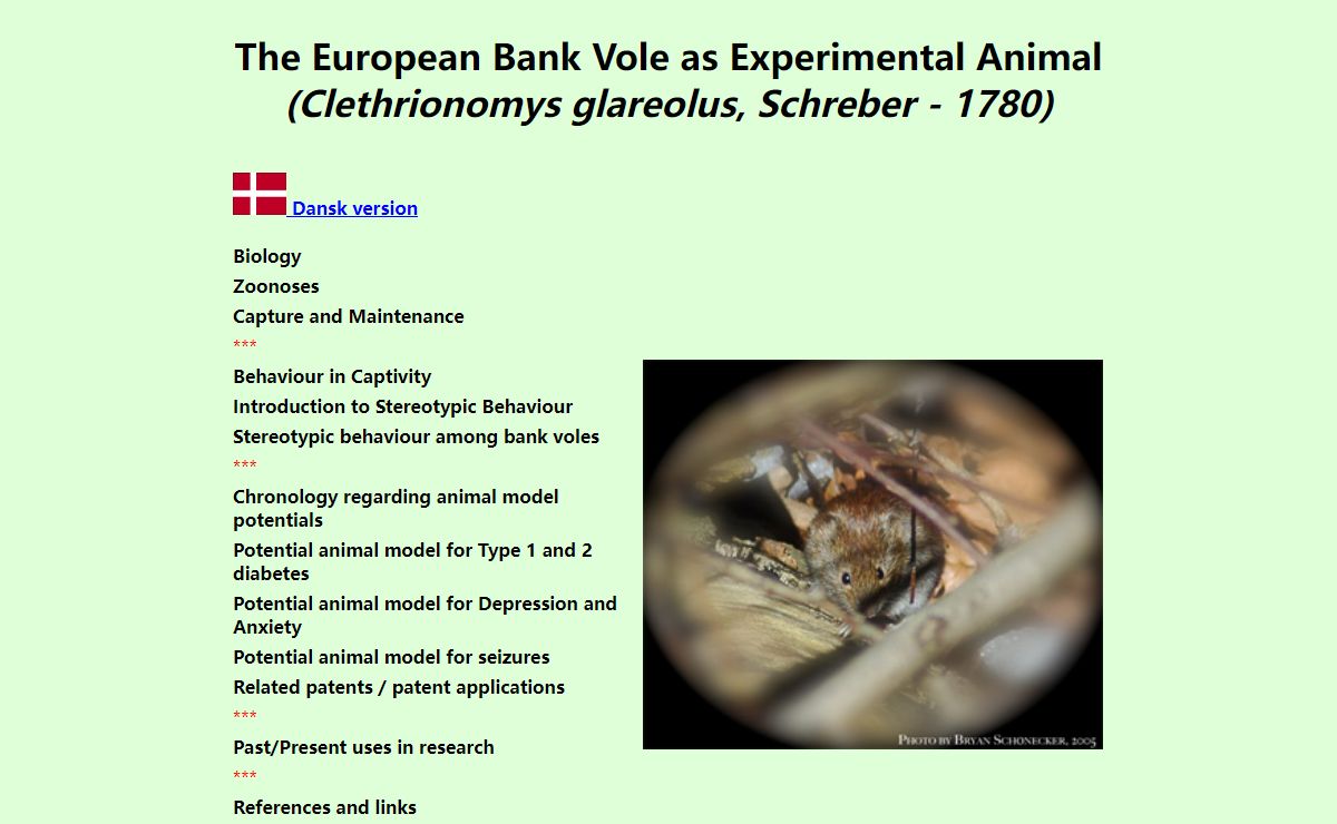Clethrionomys.info - Infosite concerning Bank voles in research
