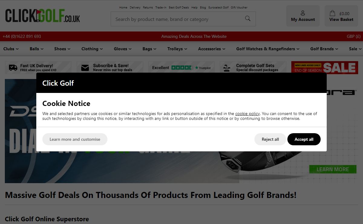 Click Golf Online | Equipment | Clothing | Accessories