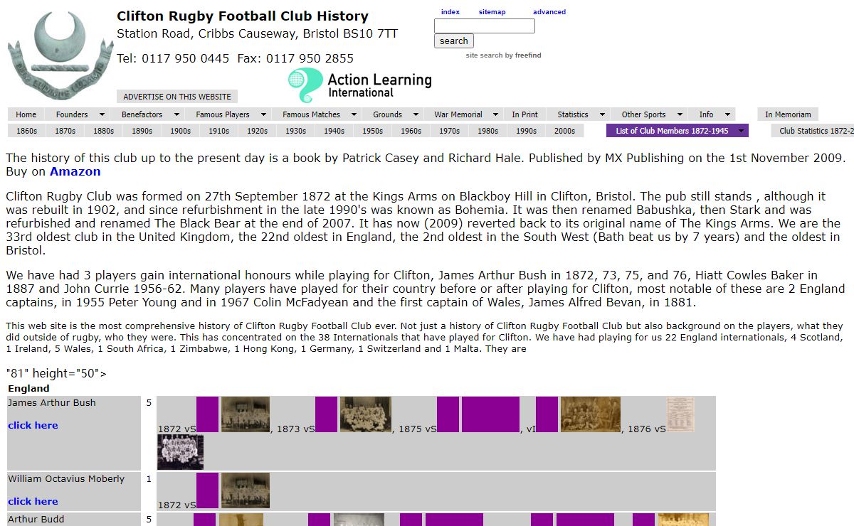 Clifton Rugby Football Club History