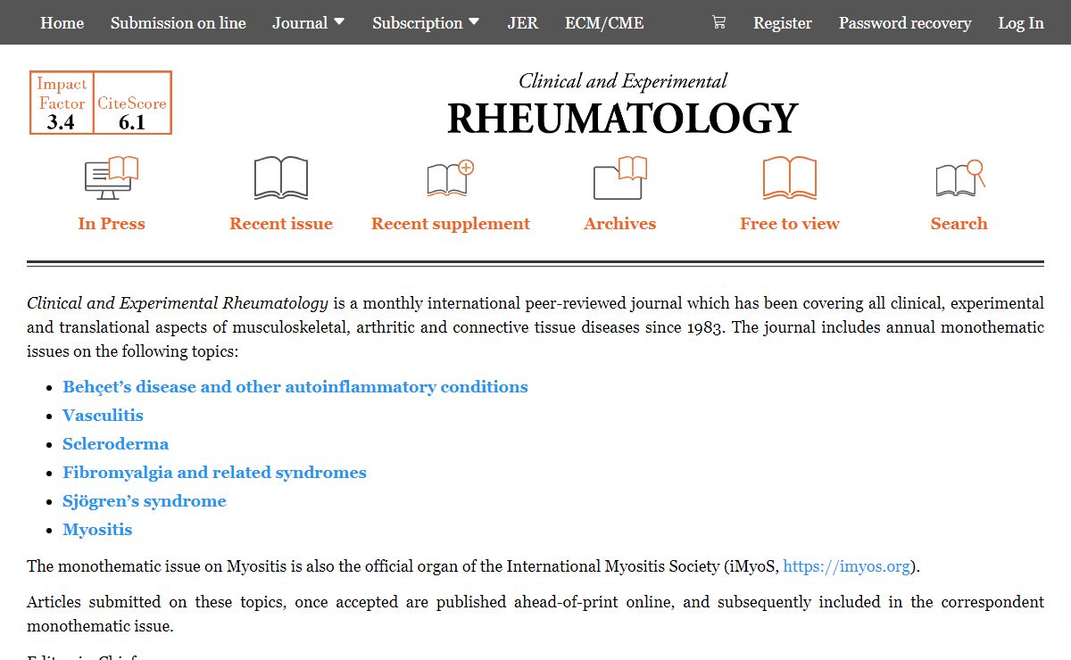 Clinical and Experimental Rheumatology - journal of rheumatology