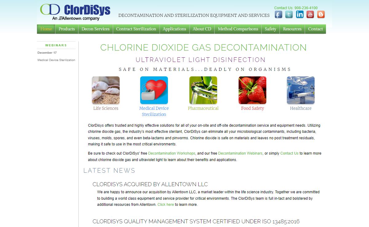 ClorDiSys Solutions, Inc. - Chlorine Dioxide Gas Biodecontamination
