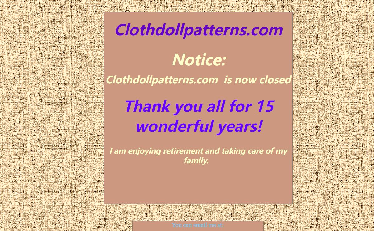 ClothDollPatterns.com Main Pattern Page